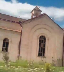 Saint Nerses Church in occupied Martuni with its cross torn down and windows shattered.