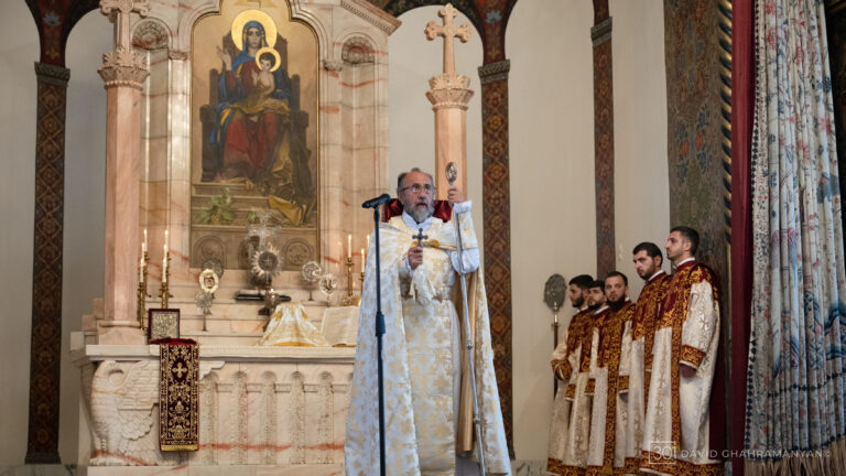 Archbishop Ajapahyan Celebrates Divine Liturgy at Holy Etchmiadzin on Khachverats Following Overturning of Conviction