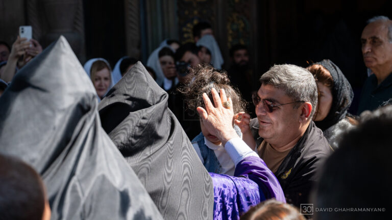 Archbishop Ajapahyan Celebrates Divine Liturgy at Holy Etchmiadzin on Khachverats Following Overturning of Conviction