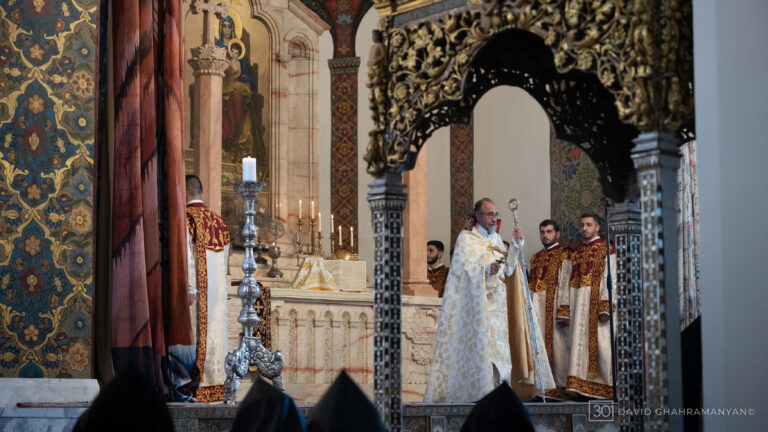 Archbishop Ajapahyan Celebrates Divine Liturgy at Holy Etchmiadzin on Khachverats Following Overturning of Conviction