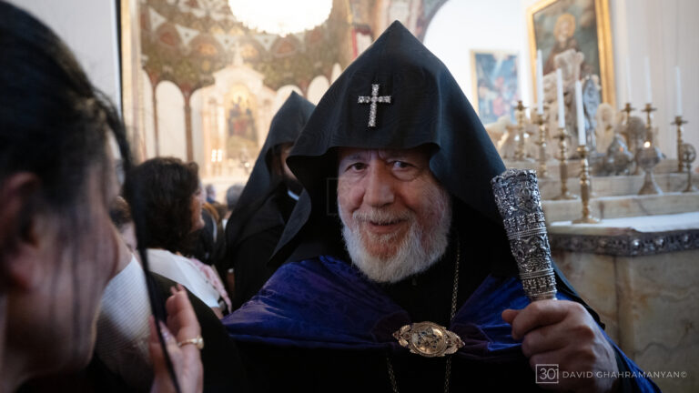 Archbishop Ajapahyan Celebrates Divine Liturgy at Holy Etchmiadzin on Khachverats Following Overturning of Conviction