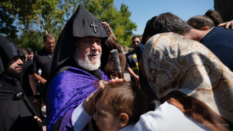 Archbishop Ajapahyan Celebrates Divine Liturgy at Holy Etchmiadzin on Khachverats Following Overturning of Conviction